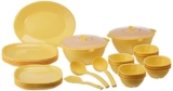 SignoraWare BPA Free Plastic Square Dinner Set | Microwave Safe | Unbreakable & Lightweight | Odor-Free | Great for Parties & Gatherings | Ideal for Regular Home Meals (Set of 32 pcs | Yellow)