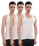Dollar Bigboss Men’s Cotton Regular Fit White Pack of 3 Vest (8902889480121_MDVE-01-Bbfinern_100_White 3Pcs),2XL
