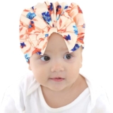 BabyMoon Beanie Floral Bow Baby Boy’s & Girl’s Cap Kids | Toddler Infant Hat | Orange | 6-48 Months