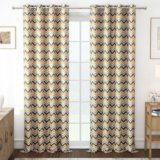 MollisHomes Door Curtains 7 Feet Pack of 2, Chevron, Yellow & Grey