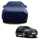 Sulfar 100% Water Resistant Car Body Cover Compatible with Mirror for MG ZS EV (Triple Stitched, Full Bottom Elastic, Navy Blue)