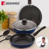 BERGNER Sherry Plus 5-Layer 6 Pcs Non-Stick Cookware Set with Detachable Handle – Induction Bottom Non-Stick Coated Cookware Set(Aluminium, 6 – Piece)