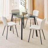 Home Centre | Helios Paul Fabric Dining Chair Set of 4 | Metal Frame | White | 1 Year Warranty