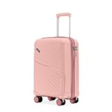 LAttitude By Provogue Meridian Cabin Suitcase 55 cm 20 inch Polypropylene Hard Trolley, 8 Spinner Wheels, 2-Pocket Convipack, Recessed Number Lock, Carry-On for Men & Women Blossom Pink/Megenta Pink