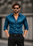 BROCON Men Solid Party Blue Shirt