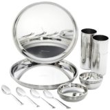 Amazon Brand – Solimo Dinner Set | Stainless Steel | Mirror Finish | Set of 16 – Solid