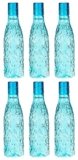 Floraware Food Grade Premium Plastic Fridge Round Water Bottle, Drinking Bottle, 1000ml Pack of 6, Blue