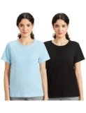 Amazon Brand – Symbol Women’s Solid Regular Fit Half Sleeve T-Shirt (2RN02_Orange&black_XL) (Combo Pack of 2)