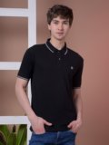 Dollar Solid Men Polo Neck Black T-Shirt