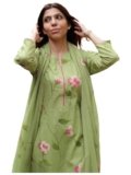 GoSriKi Women’s Viscose Printed Straight Kurta with Pant and Dupatta (LAKYA Pista-GS_M_Pista_Medium)