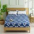 haus & kinder Microfiber Double Flat 200 TC Printed 1 Bedsheet with 2 Pillow Covers(Blue Beige)