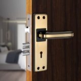 Milton Iron MHI-Liner Black.Gold 7 Inch Iron Mortise Lock Set with Lock Handle,Finish, Black Gold 175 mm x 40 mm Plate, 100mm Handle Length, Includes Keys and Screws