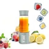 Amazon Basics Portable Hand Blender for Smoothies & Juices | USB Rechargeable | 6 Stainless Steel Blades | 500 ml Food Grade Jar | 1 year Warranty | 2×2000 mAh Batteries (Saga Green)