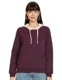 Amazon Brand – Symbol Women’s Cottonblend Hooded Neck Regular Sweatshirts (Aw18Wnssw21_Plum_Small_Plum_S)