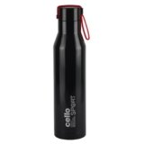 Cello Maestro Thermosteel Flask, 550ml, Black | 24 Hours Hot & Cold Stainless Steel Bottle | Leak Proof & Screw Top Lid | Ideal for Office, Gym, Home, Kitchen, Hiking, Trekking, Travel Bottle