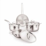 Amazon Basics Triply Stainless Steel Cookware Set 7 Pcs – Deep Kadai(3.4L), Saucepan(1.7L), Casserole(1.8L), Frypan(1.2L) | With 3 Stainless Steel Lids | Dishwasher Safe | Induction and Gas Compatible