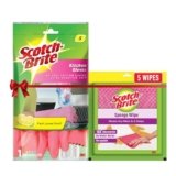 Scotch-Brite Combo Rubber Kitchen Gloves (Small) + Scotch-Brite Sponge Wipe Resusable Kitchen Cleaning Foam Cellulose Wood Sponge