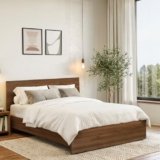 ABOUT SPACE Bed – (80 x 62 inches) Queen Size Bed Without Storage | Engineered Wooden Bed Frame with Airflow & MDF Support Board for Mattress | 1-Year Warranty Cot for Bedroom – Columbia Walnut
