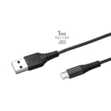 Celly USB Type A to Micro USB Data and Charging Cable, Turbo Charge Compatible, Nylon Braided and Heavy Duty Protection, Ultra-Resistant Cable with Aluminium Connectors, 1Meter (Black) (USBMICRONYLBK)