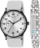 Shivark BRC-1038 Unique Formal Look Silicone Strap and King Bracelet Combo Boys Analog Watch  – For Men