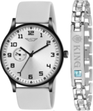 Shivark BRC-1038 Unique Formal Look Silicone Strap and King Bracelet Combo Boys Analog Watch  – For Men