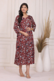 Riyacloths Women Floral Print Anarkali Kurta(Multicolor, Maroon)