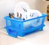 3 in 1 Durable Sink Plastic Dish Rack Utensil Drainer Drying Basket for Kitchen with draining Tray After wash Tool Cutlery Fork Organizer