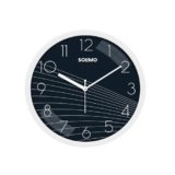 Amazon Brand – Solimo 11-Inch Classic & Modern and Stylish Silent Movement Wall Clock – White & Blue – Analog, Plastic
