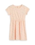 Amazon Brand – Symbol Kids Knee Length Printed Knit Dress (KD-DRG-SS25-144_L.Pink Floral_6-8 Years)