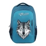 F Gear Tobari Aqua Blue 38L School Backpack|Wolf Print Design|4 Compartments & 1 front pocket & Anti-Theft Pocket|Soft Touch|Ergonomic, lightweight, Durable Bag for School, College, Work & Travel