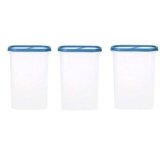 SIMPARTE 360° AirTight Kitchen Storage Container Set for Rice|Dal|Atta|Flour|Cereals|Pulses|Snacks, Stackable|BPA Free|Modular Design|Set of 3 (2400 ml), Sky Blue
