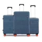 HRX Helium 3-Piece Luggage Set Blue Polypropylene Hard Shell Suitcase Set – Premium Travel Trolley Bags with 8 Spinner Wheels, Number Lock & Water Resistant Body