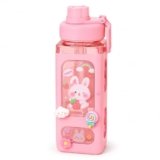 Aider Water Bottle With Straw & Sticker,Kawaii Bear Water Bottle,Large Sport Plastic Portable Square Drinking Bottle For Girl,Cute Juice Tea Water Cups 700ml (pack of-1)
