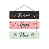 Artvibes This Is Our Happy Place Family Wooden Wall Hanger for Home Decor | Quotes Decor Item | Wall Accents | Gift Items | Wall Illustrations | Artworks Hangings | Mdf Wall Decoration (WH_5304NN)