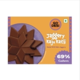 GO DESi Jaggery Kaju Katli – 200/100g | Made with 69% Cashews and Palm Jaggery | Gud Kaju Katli | Indian Sweets | Sweets Gift Pack