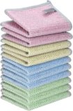 PILONG Multicolor Microfiber Cotton Wire Dish-Washing Rag [Pack of 4], Wire Dishcloth, Multipurpose Wire Dish-Washing Rags for Wet and Dry, Scrubs & Cleans for Dishes, Sinks, Counters, Stove Tops
