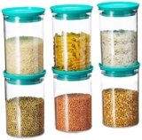 Homeor Plastic Storage Jar and Container Set I Air Tight & BPA Free Stackable Containers for Kitchen Storage Set I Grocery Kitchen Container Set I Multipurpose Kitchen Jar, 900 Ml Each, Set 6, Blue