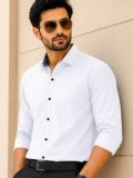 VeBNoR Men Solid Casual White Shirt