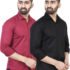 RAHUL LOOK Men Solid Casual Maroon Shirt
