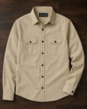 Lyphy Men Self Design Casual Beige Shirt