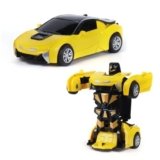 Frendo Transforming Robot Car Toy for Kids| Crash to Transform Robot Car| Friction Powered Push & Go Action| No Batteries Needed| Durable ABS Plastic Toy for Boys & Girls|Yellow