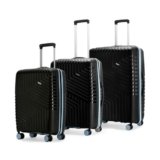 LAttitude By Provogue Core Set of 3 Trolley Bags Cabin + Medium + Large Polypropylene Hard Suitcase, 8 Spinner Wheels, Recessed Number Lock, Luggage for Men & Women Midnight Black/Arctic Blue