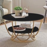 Online Decor Shoppee Engineered Wood Coffee Table(Finish Color – Black, Pre-assembled)