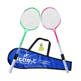 Starx Double Shaft with Double Wiring Aluminium 1 Pair Badminton Racket and Shuttle Cock (Multicolour) Synthetic Badminton Racquets, Synthetic