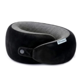 Billebon Memory Foam Neck Pillow with Cooling Gel, Snake Shape Travel Pillow with Snap Button, Neck Rest for Travelling & Flight Travel, Ergonomic Support for Comfort & Pain Relief (Black)