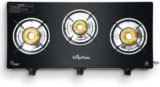 Suryaflame Splendor LPG 3 Burner Gas Stove with Brass Burner & Toughened Glass Top Glass Manual Gas Stove(3 Burners)