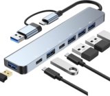 Foxne Point Type-C with USB 3.0,1xUSB 2.0 & TypeC 3.0 PD 7-in-1 Type-C 4K HDMI, 3.0,2xUSB 2.0 & Type C 3.0 PD, SD & Micro SD USB Hub(Grey)