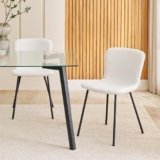 Home Centre | Helios Paul Set of 6 Fabric Dining Chairs | Dining Chair for Home | Metal | White | 1 Year Warranty
