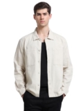 GLORYBOYZ Men’s Relaxed Fit Textured Utility Shirt with Dual Patch Pockets-L