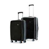 LAttitude By Provogue Core Set of 2 Trolley Bags Cabin + Medium Polypropylene Hard Suitcase, 8 Spinner Wheels, Recessed Number Lock, Lightweight Luggage for Men & Women Midnight Black/Arctic Blue